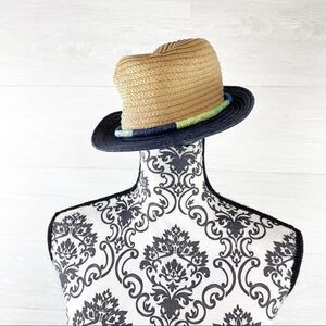 Toddler Straw Multicolor Banded Fedora Hat